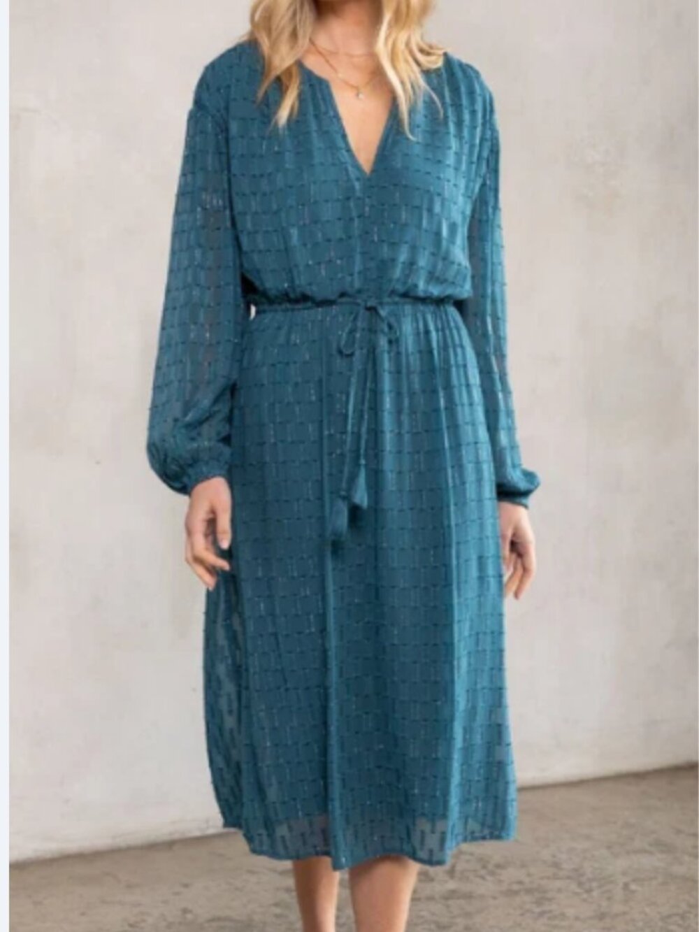Lovestitch Disco Magic Teal Chiffon Midi Dress NWT Size M